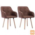 Jedilni stoli 2 kosa z oblogo iz blaga 55x55x84 cm rjave