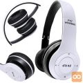 Bluetooth brezžične slušalke bele FM SD MP3 + mikrofon