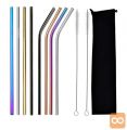 Set 8 inox kovinskih slamic za večkratno uporabo + krtačke