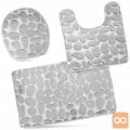 Set treh univerzalnih kopalniških preprog sivi kamni
